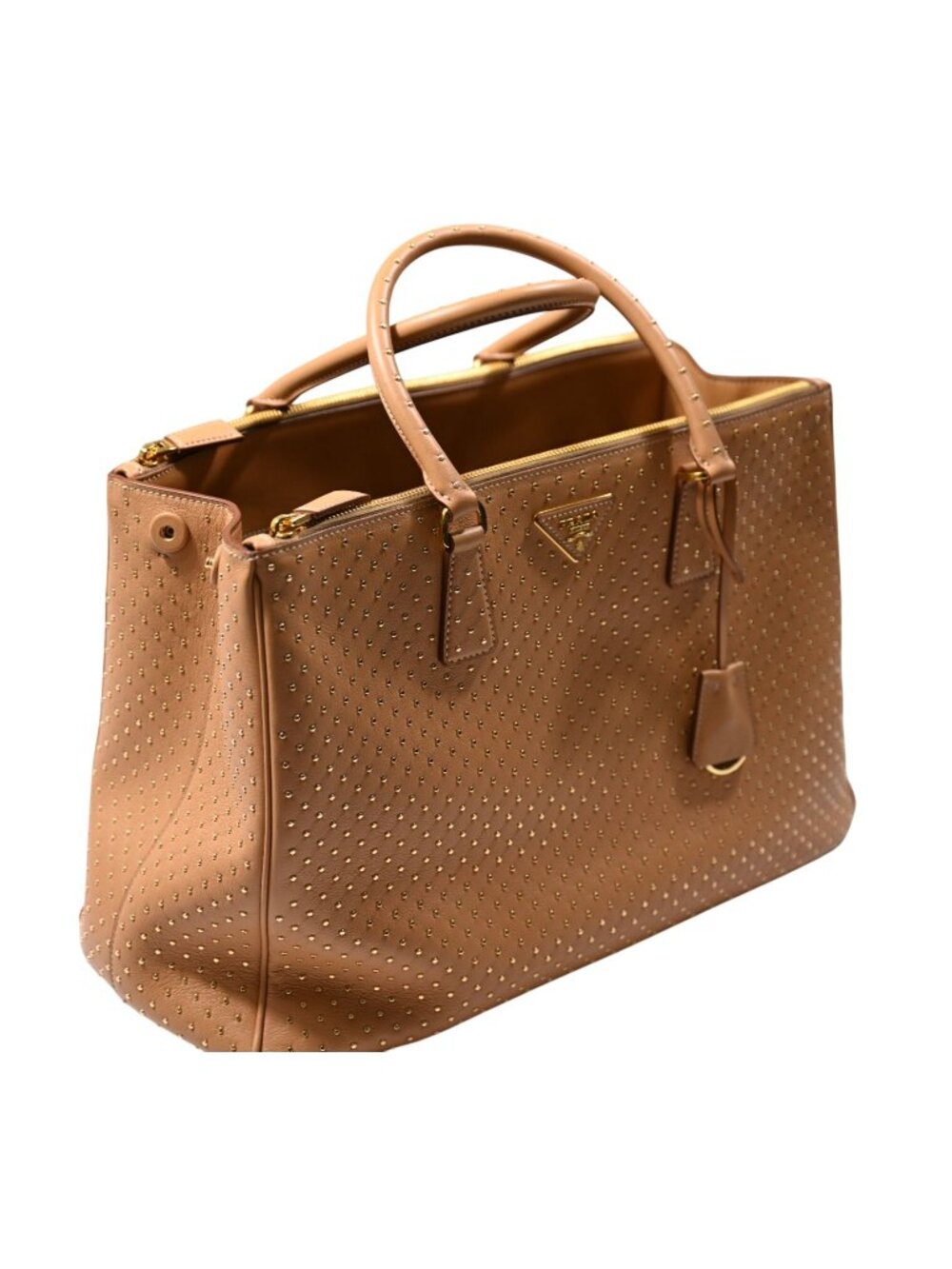 Prada Buckle Extra Large Studded Leather Bag in Natural - Picture 8 of 11